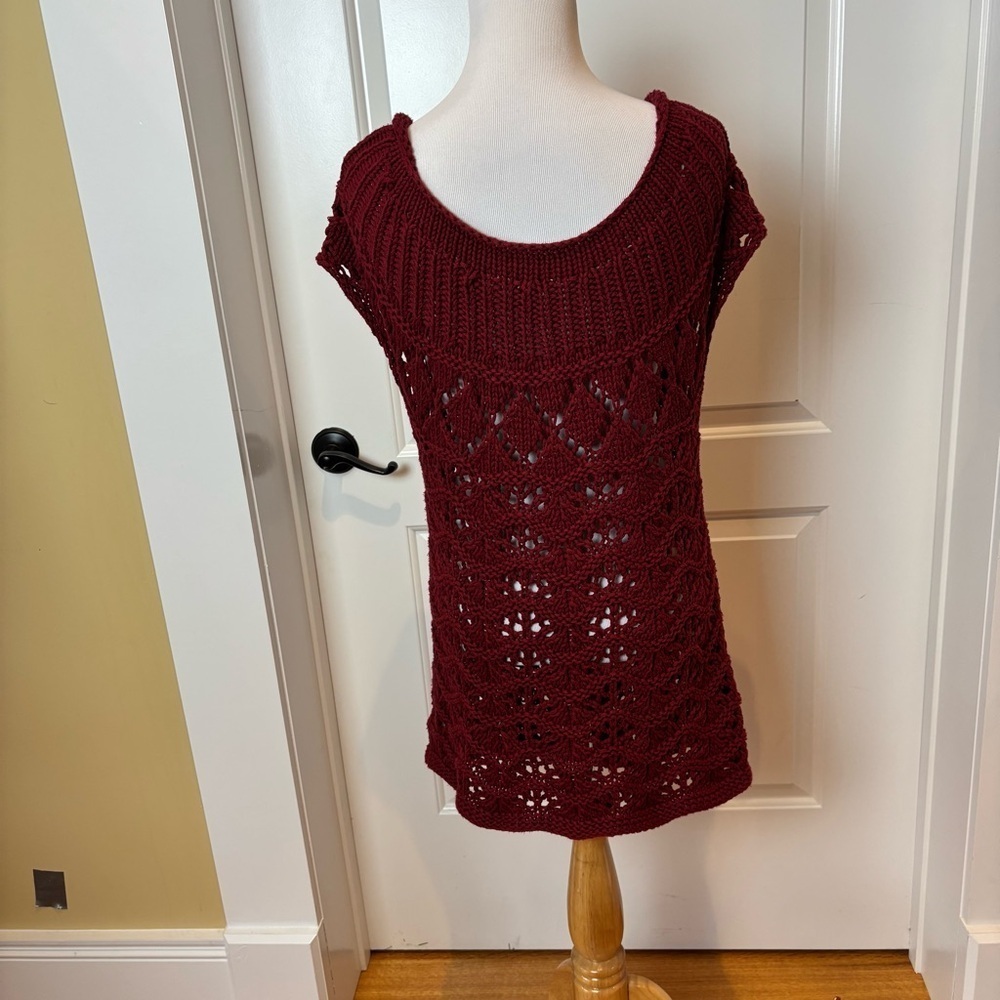 Coldwater Creek Maroon Open Knit Button Front Vest Sz S (6–8) - Picture 7 of 7